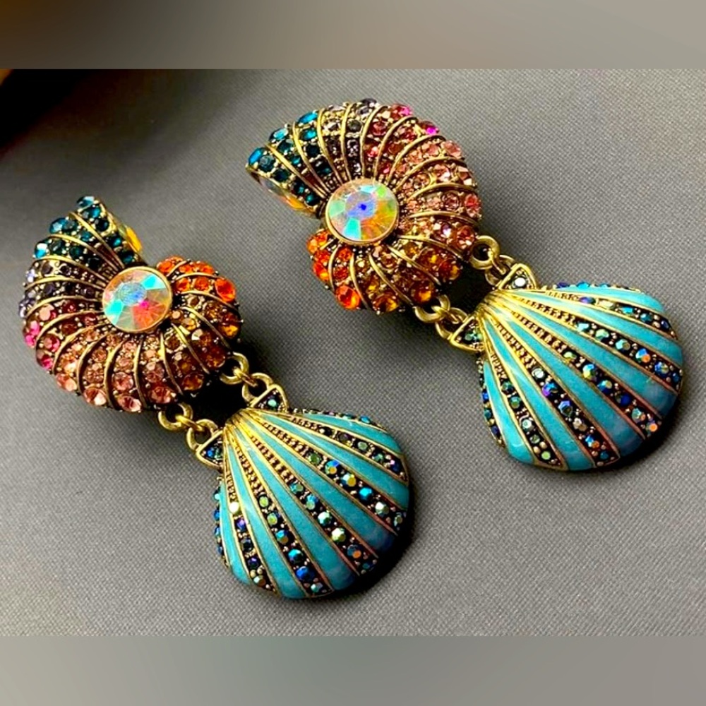Heidi HSN line bcrystal rhinestone Shell earrings Exquisi…